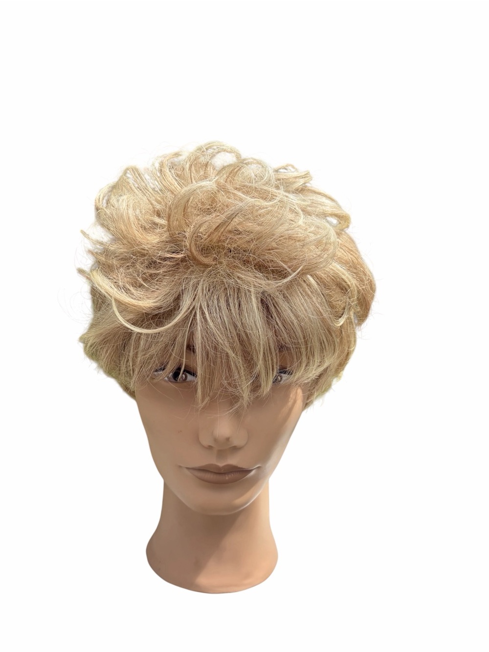 ESTETICA light blonde curly pixie synthetic wig with bangs